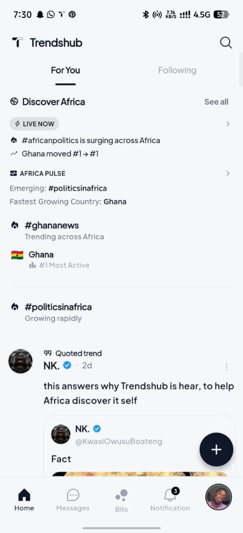 Trendshub feed screen